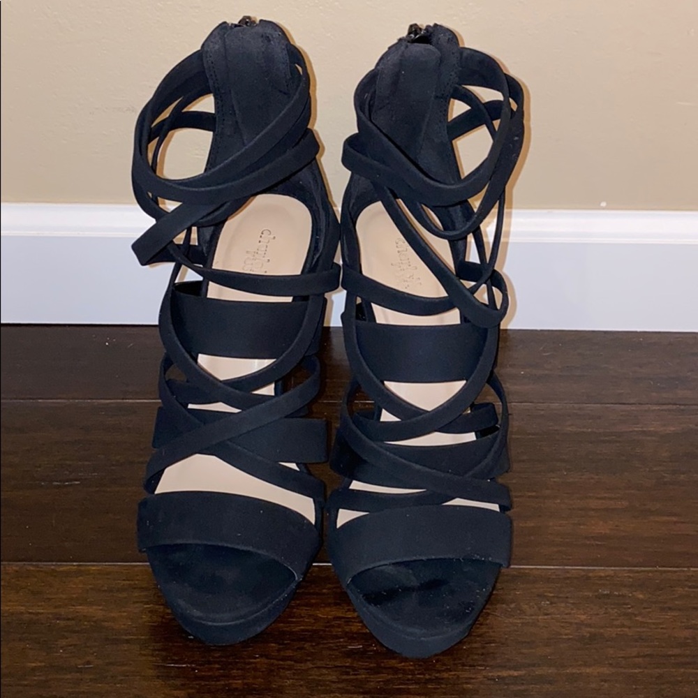 Black strap heels